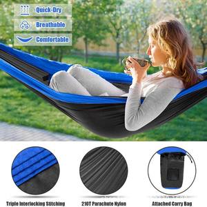Hamaca Woqi para Acampar al Aire Libre, Azul y Negra, de Nailon Ripstop, Portátil, Individual/Doble, Carga Máxima de 226 kg, Diseño Minimalista - Product Image 4