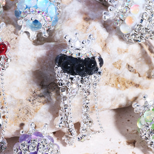 2025 Hot Sale Katze Augäpfel Quaste Bohr kugel Diamant Strass Kugel Gerade Loch Perlen DIY Stifte Schlüssel bund Halskette Zubehör - Product Image 4