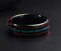 Bague double en bois et opale, en tungstène et acier inoxydable avec incrustation en céramique, pour mariage, fête ou anniversaire, alliance éternelle, bijoux