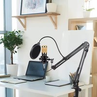 Ensemble de microphone à condensateur avec carte son, carte son pour podcast, microphone pour podcast, kit karaoké USB BM800, enregistrement en direct en studio