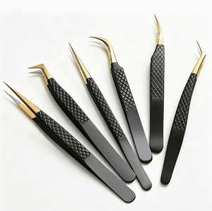 Wholesale Anti-slip Eyelash Extension Tweezers Stainless Steel Fiber Tip <b>Lashes</b> Precision for Makeup Tools - Product Image 1