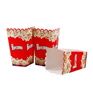 Boîtes de pop-corn en gros carton blanc emballage de collation jetable boîtes de papier de pop-corn pliables