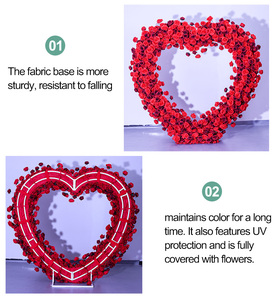 Arco di ortensie a forma di cuore rosso con base in schiuma da 2,2 m e 1,5 m per sfondo di proposte di matrimonio, decorazioni per San Valentino - Product Image 4