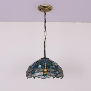 Ouhaodi European Style Single-Head <b>Chandelier</b> with Stained Glass <b>for</b> <b>Bedroom</b> Study 3000K CCT E26 Base Model OHD-D007 - Product Image 3