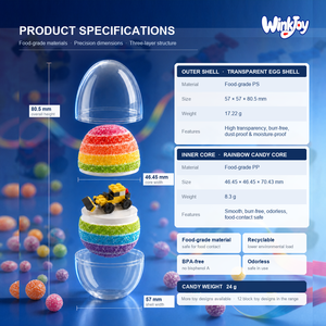 Huevo <span class=keywords><strong>de</strong></span> Gomitas Sorpresa Arcoíris Directo <span class=keywords><strong>de</strong></span> Fábrica para Niños, Dulce <span class=keywords><strong>de</strong></span> Gelatina <span class=keywords><strong>de</strong></span> Frutas Masticable y Suave, Certificado Halal, Venta al por Mayor, OEM Personalizado - Product Image 2