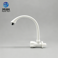 Robinet d'eau col de cygne 1/2 pouce en PP blanc, fourni directement par l'usine, pour évier de cuisine domestique, robinet en plastique