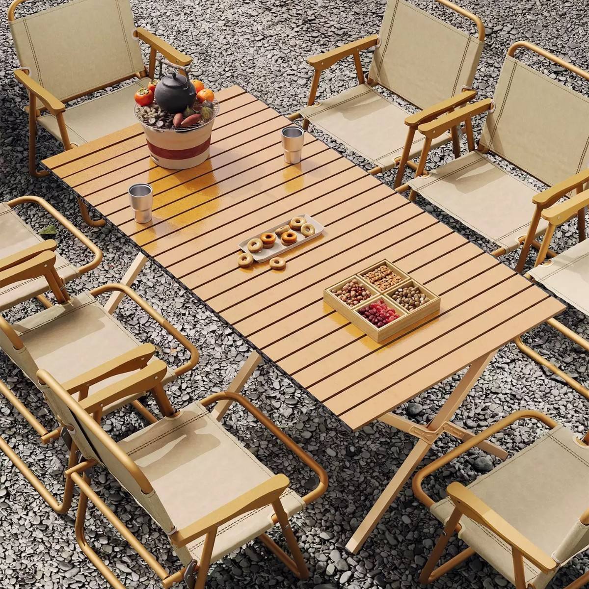 Table à rouleaux d'oeufs de 60 cm avec 4 chaises Kermit classiques