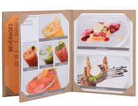 Dossiers de menu en cuir populaires personnalisés livre de couverture de menu d'hôtel en PVC A4 pour porte-menu de restaurant Faux cuir