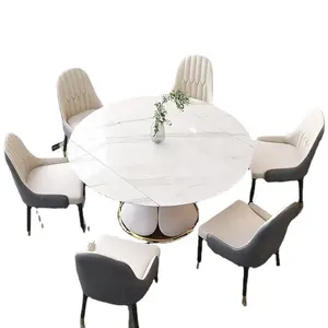 Luce di lusso tavolo da pranzo e sedia combinazione moderno semplice per la casa Multi-funzionale tavolo da pranzo rotante