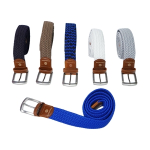 Đan web dệt dệt unisex có thể điều chỉnh phụ nữ người đàn ông đàn hồi bện vành đai căng với biểu tượng tùy chỉnh - Product Image 5