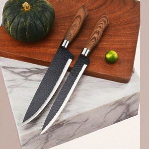 Ensemble de couteaux de chef en acier inoxydable à succès avec accessoires et manches en bois, couteaux de cuisine à manche drapé, ensemble de cuisine - Product Image 6