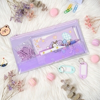 Nouvel ensemble de papeterie pour filles, grande capacité, classeur à fermeture éclair en PVC, trousse à crayons transparente double face, fournitures scolaires en gros
