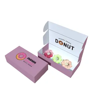 도매 사용자 정의 로고 생분해성 식품 학년 미니 핑크 종이 모찌 음식 멀리 포장 핑크 모찌 도넛 상자