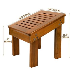 Wooden <b>Bathroom</b> Footstool Tilting Leg Massage Shower <b>Stool</b> Solid Wood Home Multi Purpose Entryway Shoe Changing Seat - Product Image 3