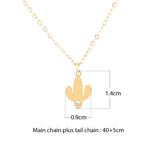 Collar de Cactus Pequeño para Mujer, Inspirado en la Naturaleza del Desierto, Moderno, Minimalista, de Acero Inoxidable 316L, Chapado en Plata/Oro, para Fiesta - Product Image 6