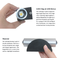 Lampe Murale d'Intérieur Haute Puissance pour Salon 2W 6W en Aluminium AC85-265V LED Décorative pour Maison Chambre de Lecture Lumière Haut et Bas