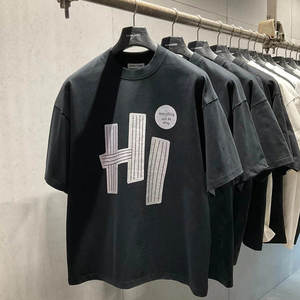 T-shirts en coton 100% lourd 240GSM, couleur unie, basiques pour hommes, OEM/ODM, logo personnalisé, surdimensionnés, imprimés DTG - Product Image 3