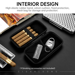 Cigarloong cổ điển nội bộ lưới túi không gian lớn thiết kế PU Chất liệu màu đen Xách Tay Hộp xì gà 8-20 cái với Hộp quà tặng bao bì - Product Image 5