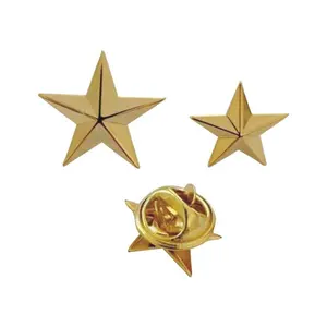 Pino de lapela 3d de estrela personalizado, pino de lapela em forma de estrela do ouro banhado à prata, emblema de cinco pontos 4 de julho, veterans do dia da memória