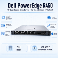 Serveur Dell R450 1U en rack, double socket, 16 DIMM DDR4, PCIe 4.0, SAS, SATA pour la virtualisation, les bases de données, les centres de données et le stockage