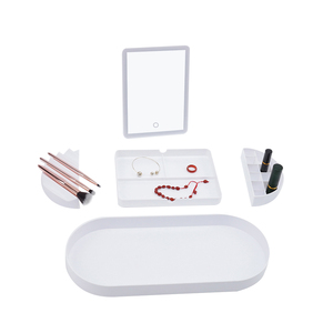 Trang điểm hàng ngày xách tay gấp miễn phí kết hợp LED thắp sáng gương trang điểm với hộp lưu trữ bảng gương - Product Image 1