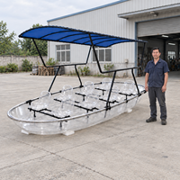 Bateau transparent commercial pour 8 personnes avec auvent, bateau de tourisme en polycarbonate transparent pour les zones panoramiques et la location en station balnéaire