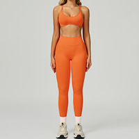 Ensembles de sport sans couture pour femmes en gros Combinaison d'entraînement douce et respirante Soutien-gorge push-up Leggings taille haute 2 pièces Ensembles d'entraînement Combinaison de yoga