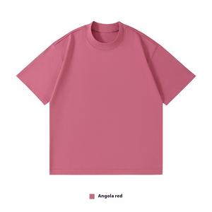 2025 트렌디 한 브랜드 100% 면 니트 티셔츠 반팔 오프 숄더 버전 남성 여성 유럽 크기 새로운 작은 목선 - Product Image 1