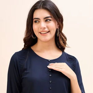 Top cuello redondo mujeres tops y túnicas producto a granel hecho a mano - Product Image 1