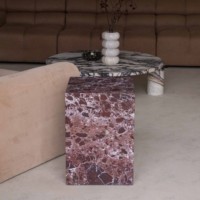 SH STONE Rosa Levanto Table de plinthe latérale en marbre marbre naturel Design meubles de maison Table multicolore pilier en pierre de luxe Marmol