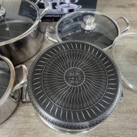 Casserole de qualité supérieure en acier inoxydable 18/10, ensemble de 10 pièces, revêtement antiadhésif en nid d'abeille, cuisson à induction, cuisine à domicile