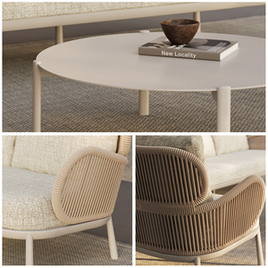 Set di divani moderni per il tempo libero da giardino in alluminio impermeabile per esterni e Patio con corda di lusso Set di divani da giardino - Product Image 5