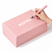 Boîte d'expédition pliable en carton ondulé rigide rose avec logo personnalisé, bande de déchirement, pour montres de luxe, commandes e-commerce