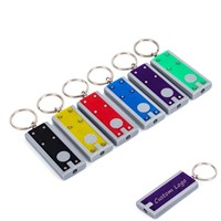 Porte-clés LED promotionnels, mini lampe torche, porte-clés en plastique ABS personnalisés, utilisation en voyage, cadeaux publicitaires
