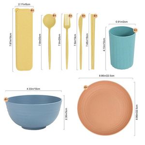 Ensemble de vaisselle pour enfants en paille de blé biodégradable, rond, pour la maison - Product Image 1
