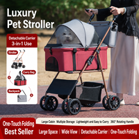 Poussette pliable légère pour chien, 5,2 kg, poussette de voyage pour animaux de compagnie avec cabine amovible pour animaux de petite et moyenne taille