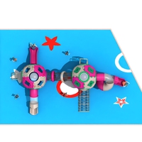 Aire de jeux extérieure modulaire moderne pour enfants avec toboggan tubulaire et structure d'escalade en LLDPE et acier galvanisé, personnalisable OEM pour parcs, écoles et centres de villégiature