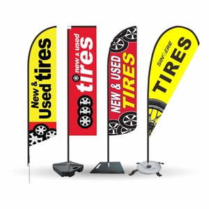 Custom Outdoor Rectangular Teardrop Feather Beach Flag Promotional Advertising Banners for Vehicle Repair Shop