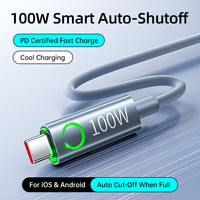 Kabel Pengisian Cepat USB Type C 100W 3A Grosir, Pemutus Otomatis Pintar, Indikator LED, Konektor Aluminium Alloy, PVC, Logo Kustom OEM