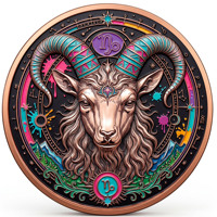 Pièce de monnaie en cuivre pur 999 de 5 oz, Capricorne, série 12 signes du zodiaque, 3D UV, colorée, en relief, édition créative pour collectionneurs