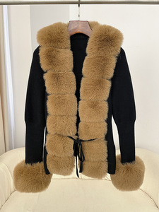 Cardigan de manteau de fourrure tricoté épais décontracté d'hiver pour femmes - Product Image 5