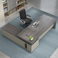Bureau de direction en L en bois de luxe moderne, design durable avec panneaux, garantie 5 ans, pour PDG, directeur, Xuqian