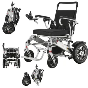 Compacto portátil leve dobrável curso cadeira de rodas dobrável leve elétrica