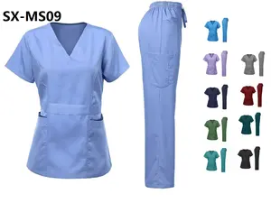 Nouvel uniforme médical en Spandex, ensembles de gommes médicales pour soins infirmiers, uniforme d'hôpital de luxe à manches courtes pour infirmières, 200 ensembles