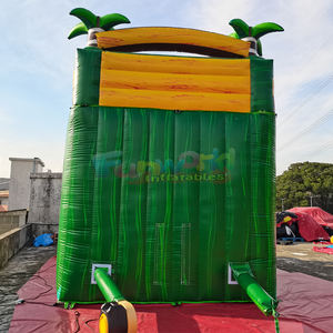 Tobogán acuático inflable para exteriores, color verde mármol, tobogán acuático tropical inflable con piscina grande para eventos - Product Image 5