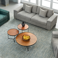 Set Meja Kopi Bundar 3 Buah Meja Sofa Kecil Modern Meja Teh untuk Ruang Tamu Meja Kantor
