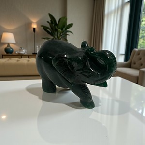 Wholesale Green Jade Crystal Elephant Natural Stone Carving Gemstone Animal Figurine Quartz Elephant for <b>Sale</b> - Product Image 2