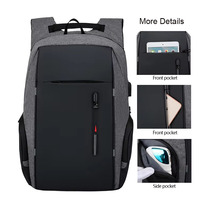 Sac à dos pour ordinateur portable professionnel 15,6 pouces avec logo personnalisé, en polyester Oxford imperméable, port USB, antivol, unisexe, avec ceinture à coussin d'air