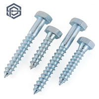 Tornillo de Cabeza Hexagonal DIN571, Cincado, de Acero al Carbono, para Madera, M6-M16, Clase 6.8, para Fijación de Muebles y Cajas de Madera