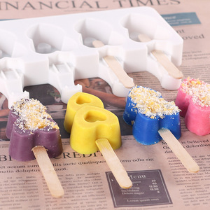 Stampo per Gelato in Silicone Ecologico a 4 Cavità, Antiaderente e Durevole, Forma <span class=keywords><strong>di</strong></span> <span class=keywords><strong>Cuore</strong></span>, Vari Stili, per Dolci e Pudding - Product Image 2